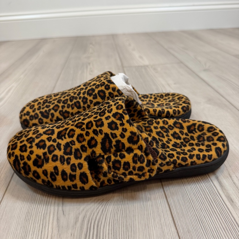 NEW Vionic Orthaheel Gemma Slipper Tan Leopard Print Womens 10 Orthotic Mule